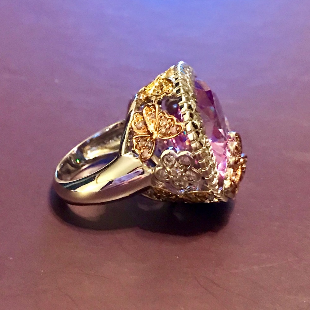 Pink+White Dmq Statement Ring-Butterflyaccents - image 2